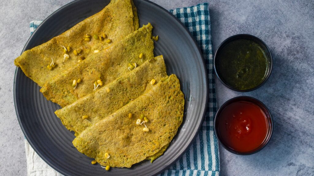 1. Moong Dal Chilla (2 medium chillas)